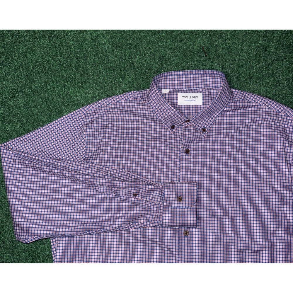 Twillory Untuck(able) Button Down Men's Size XL Red White Blue W12